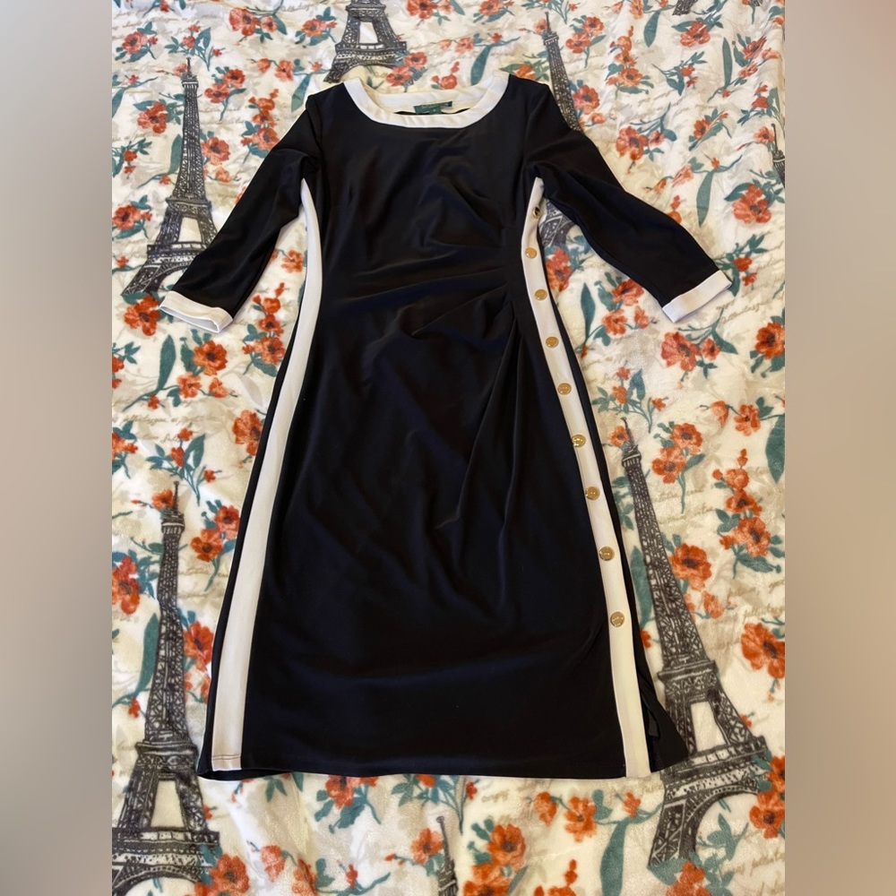 Lauren Ralph Lauren Side Gather Dress Color Block